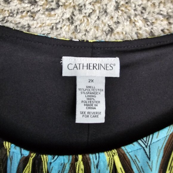 Catherines Top Womens Plus 2X Blue Mesh Scoop Neck Short Sleeve Blouse Ladies - Picture 6 of 7